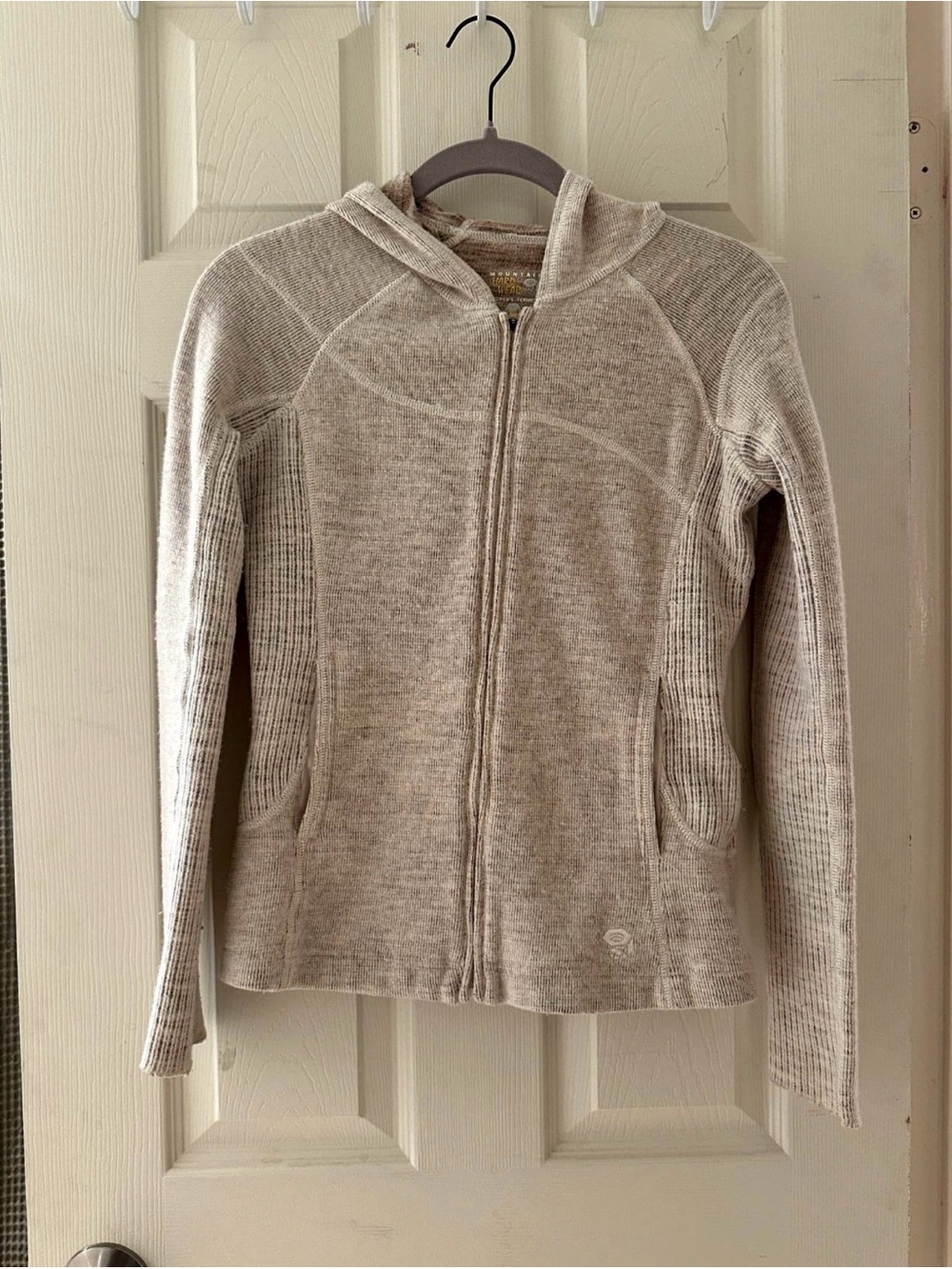 Mountain Hardwear Wool Hooded Zip Front Jacket - Cream